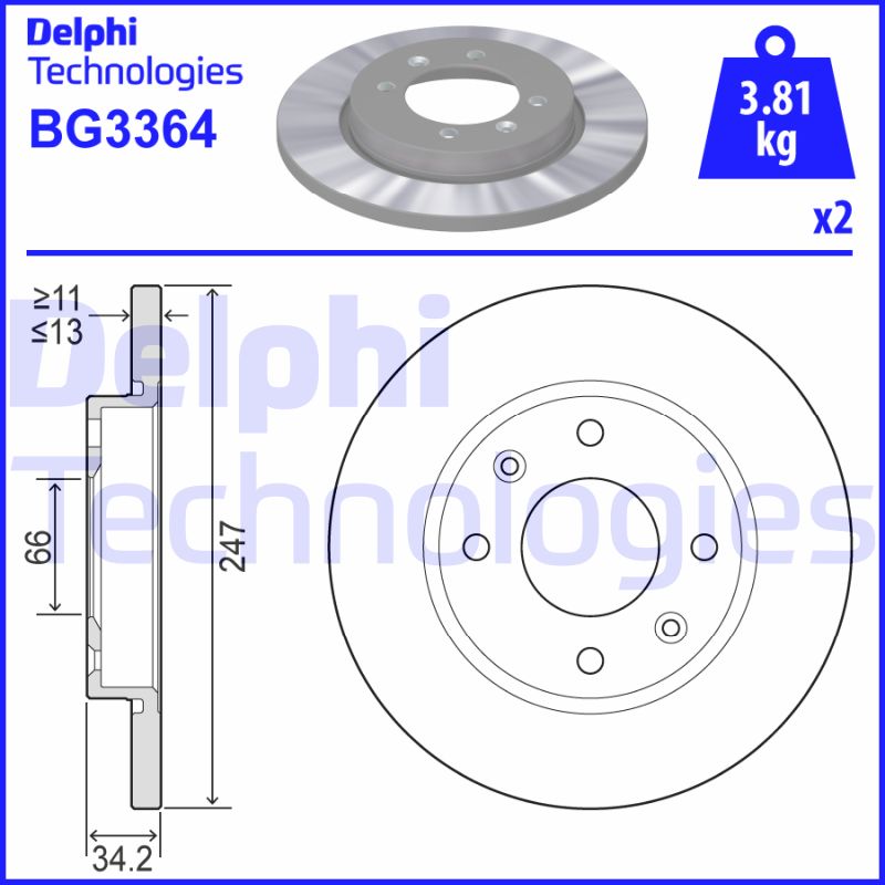 Delphi Diesel Remschijven BG3364