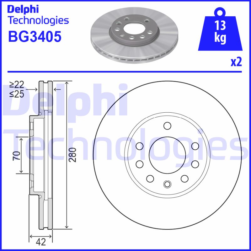 Delphi Diesel Remschijven BG3405