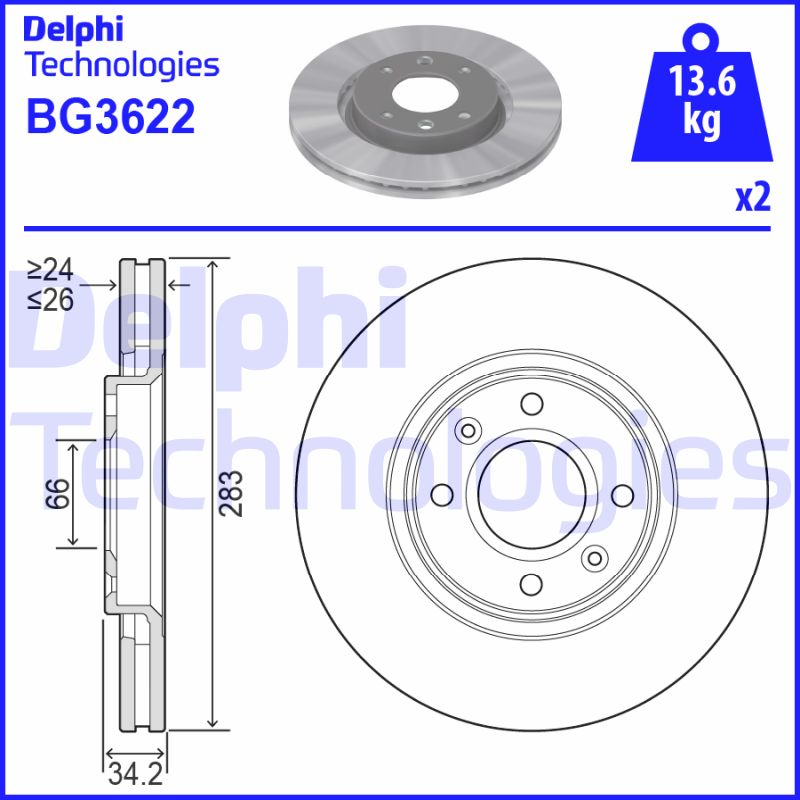 Delphi Diesel Remschijven BG3622