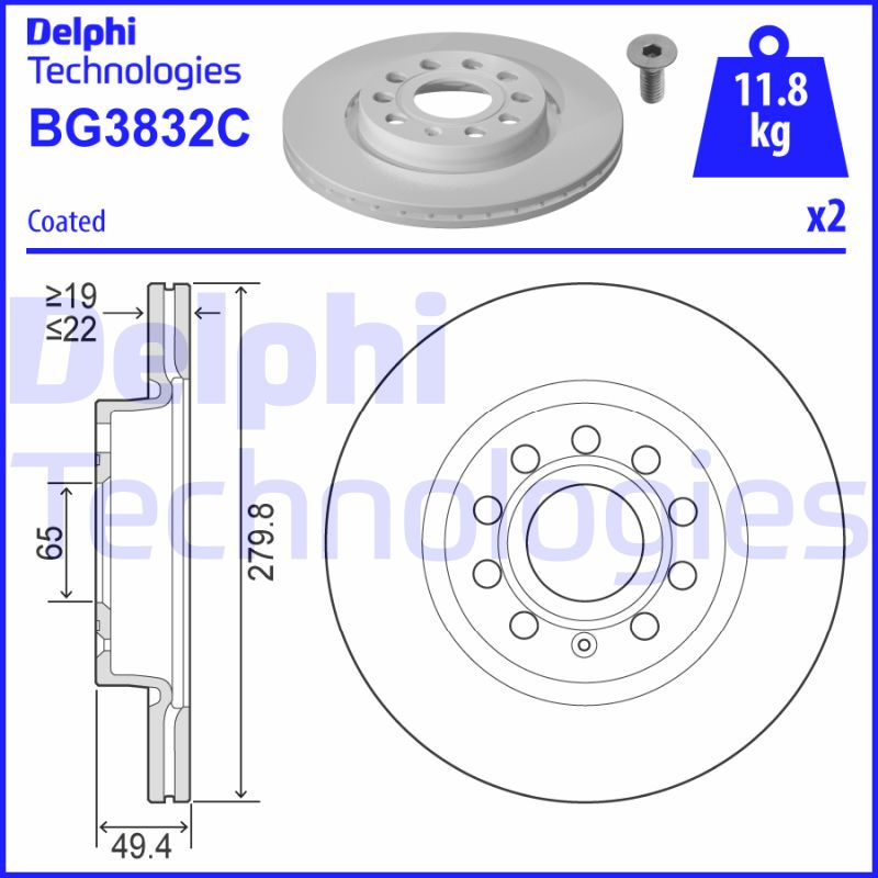 Delphi Diesel Remschijven BG3832C