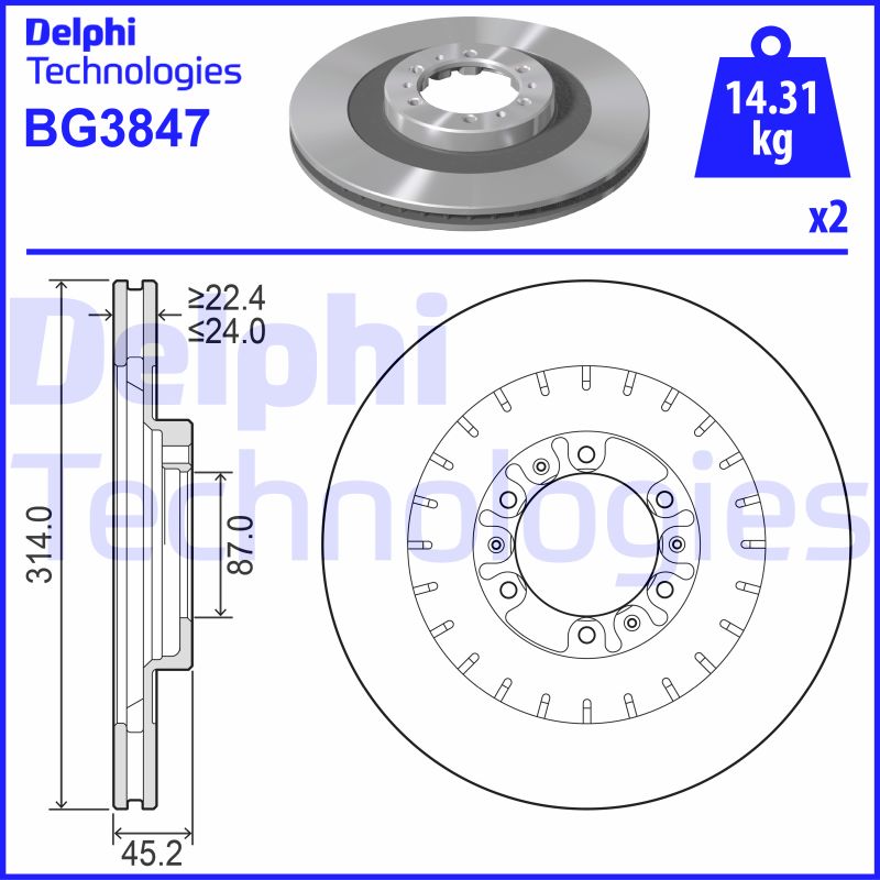 Delphi Diesel Remschijven BG3847