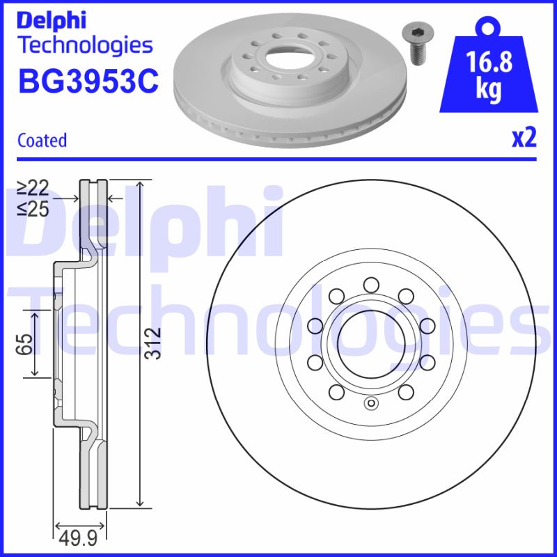 Delphi Diesel Remschijven BG3953C