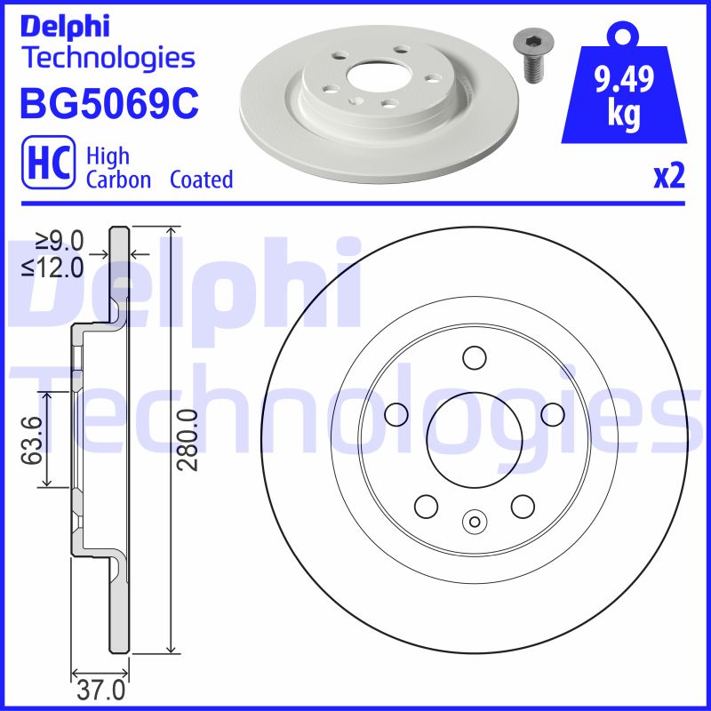 Delphi Diesel Remschijven BG5069C