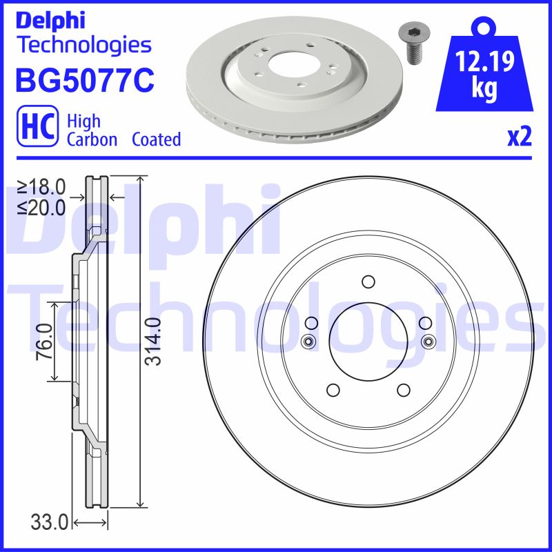 Delphi Diesel Remschijven BG5077C