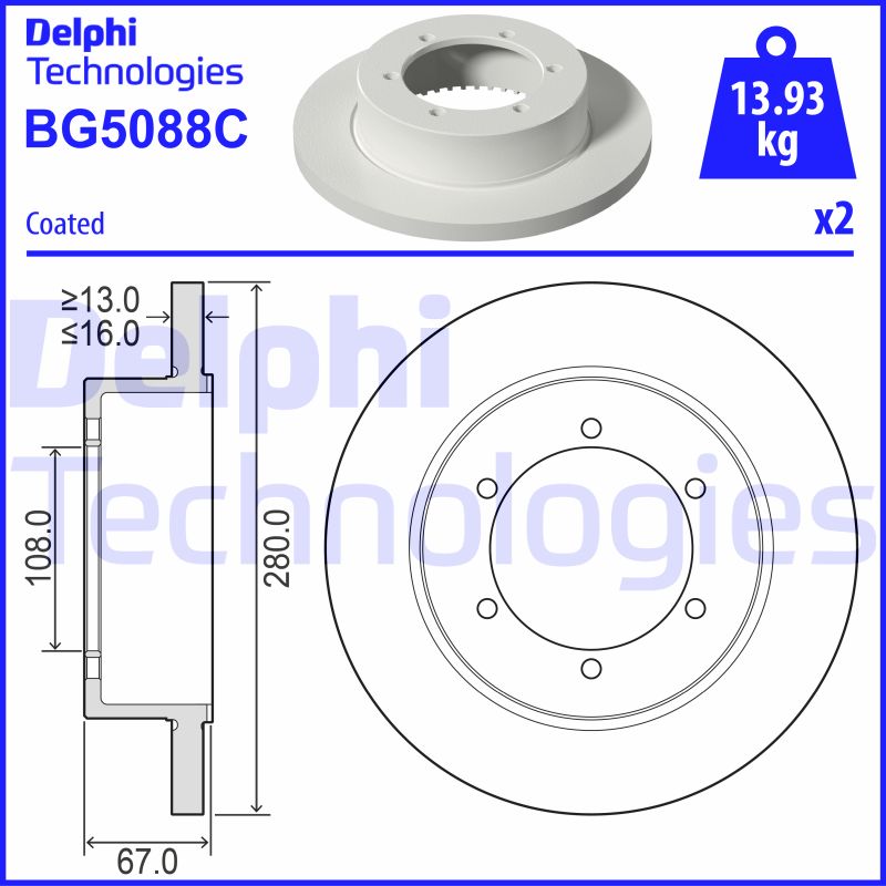 Delphi Diesel Remschijven BG5088C