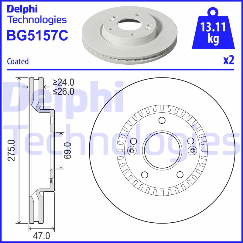 Delphi Diesel Remschijven BG5157C