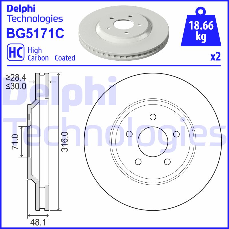 Delphi Diesel Remschijven BG5171C