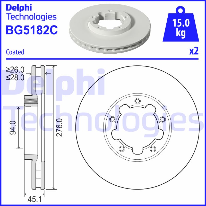 Delphi Diesel Remschijven BG5182C