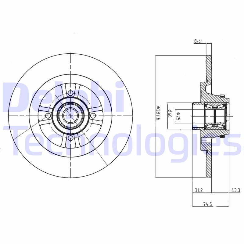 Delphi Diesel Remschijven BG9025RS