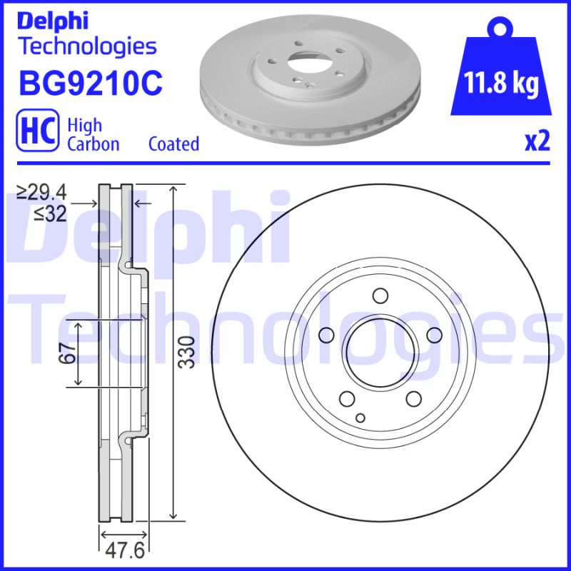 Delphi Diesel Remschijven BG9210C