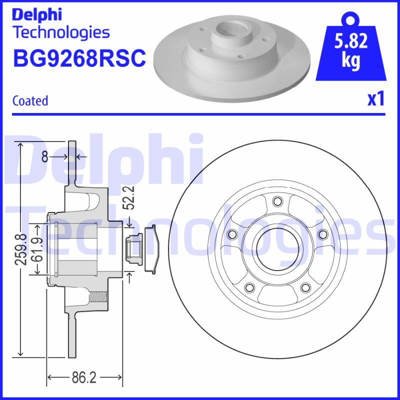 Delphi Diesel Remschijven BG9268RSC