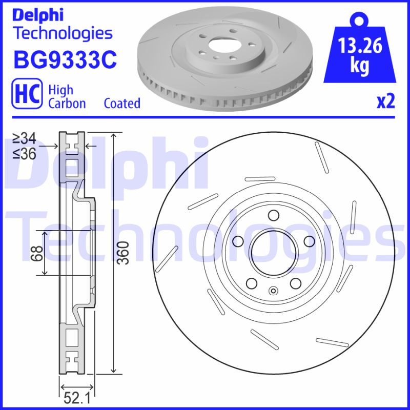 Delphi Diesel Remschijven BG9333C