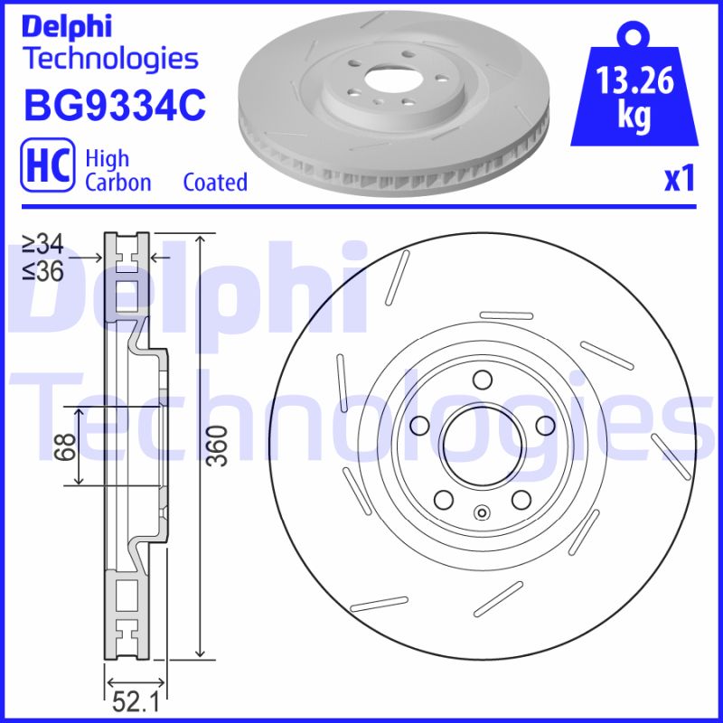 Delphi Diesel Remschijven BG9334C