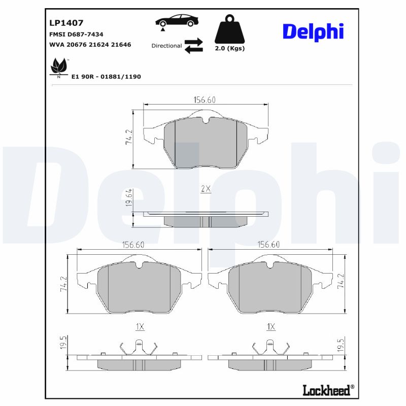 Delphi Diesel Remblokset LP1407