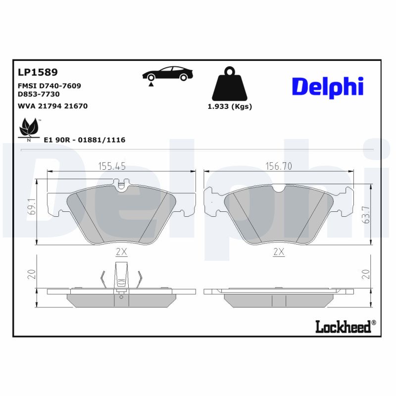 Delphi Diesel Remblokset LP1589