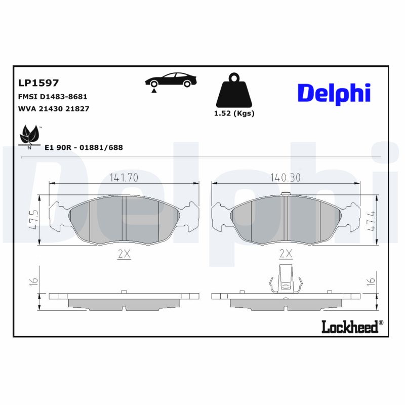 Delphi Diesel Remblokset LP1597