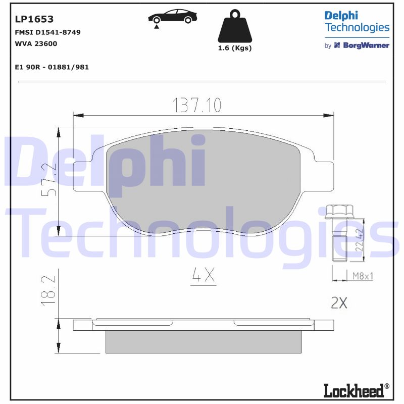 Delphi Diesel Remblokset LP1653