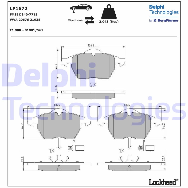 Delphi Diesel Remblokset LP1672