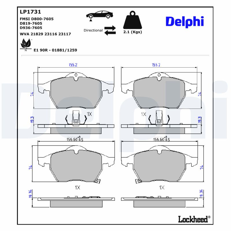 Delphi Diesel Remblokset LP1731