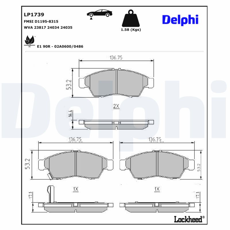 Delphi Diesel Remblokset LP1739