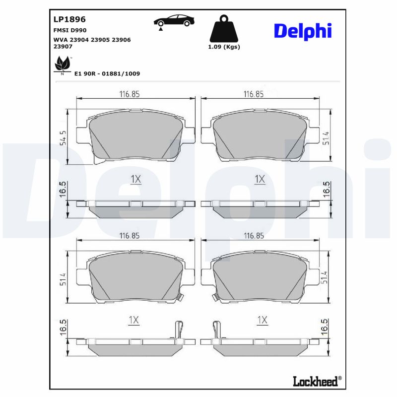 Delphi Diesel Remblokset LP1896