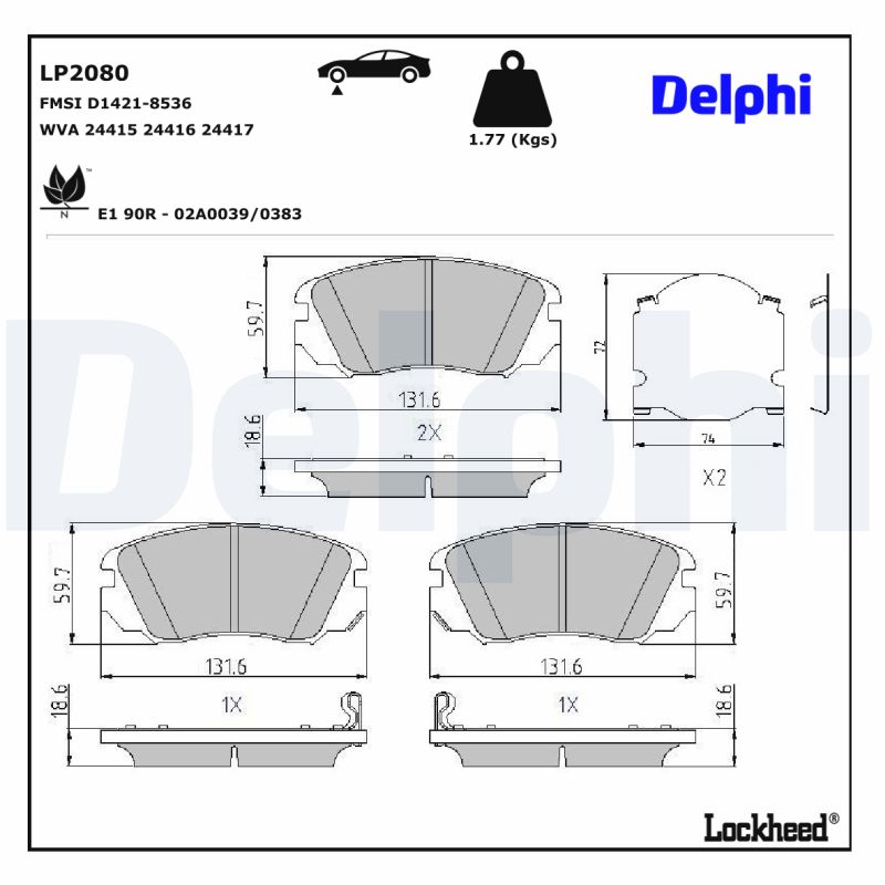 Delphi Diesel Remblokset LP2080