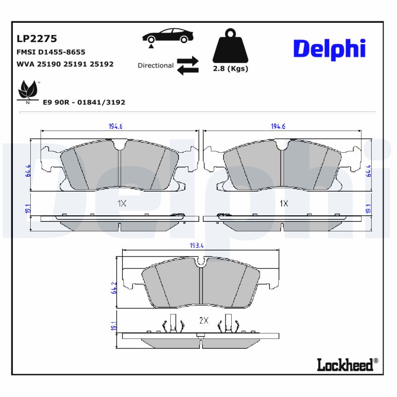 Delphi Diesel Remblokset LP2275