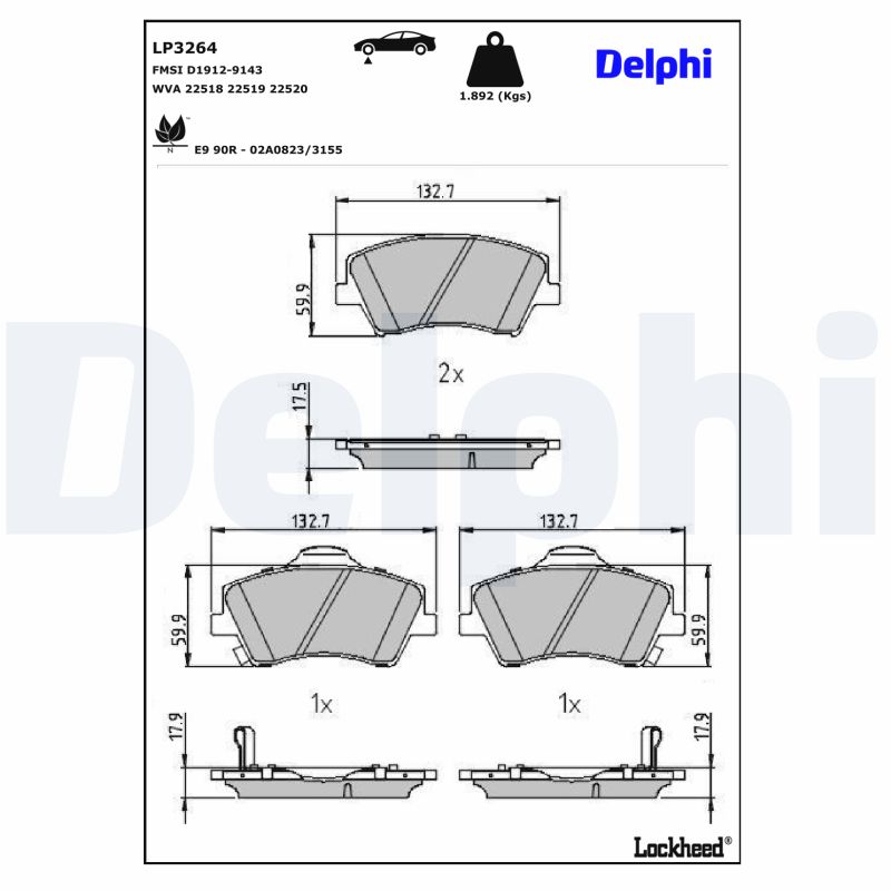 Delphi Diesel Remblokset LP3264