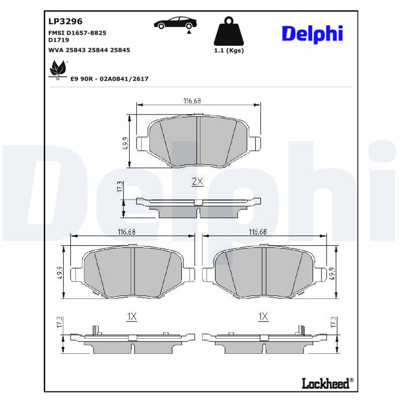 Delphi Diesel Remblokset LP3296