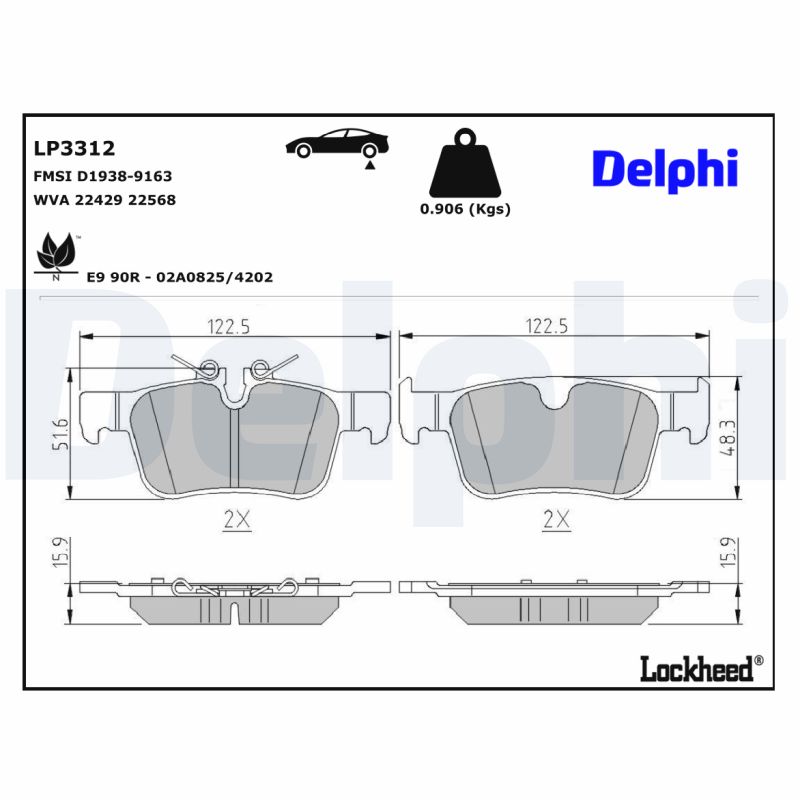 Delphi Diesel Remblokset LP3312