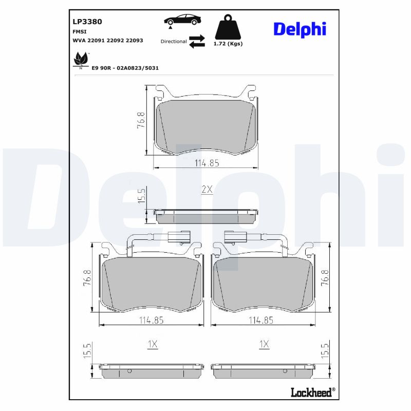 Delphi Diesel Remblokset LP3380