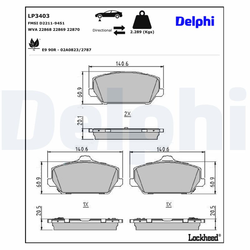 Delphi Diesel Remblokset LP3403