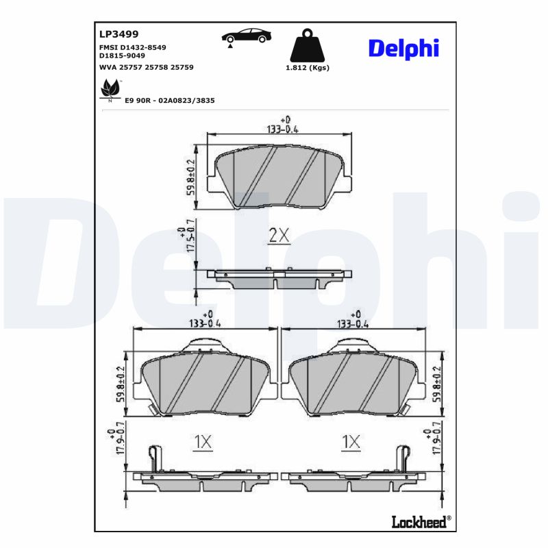 Delphi Diesel Remblokset LP3499