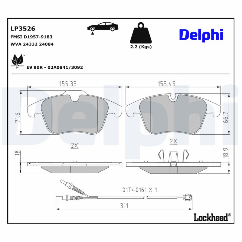 Delphi Diesel Remblokset LP3526