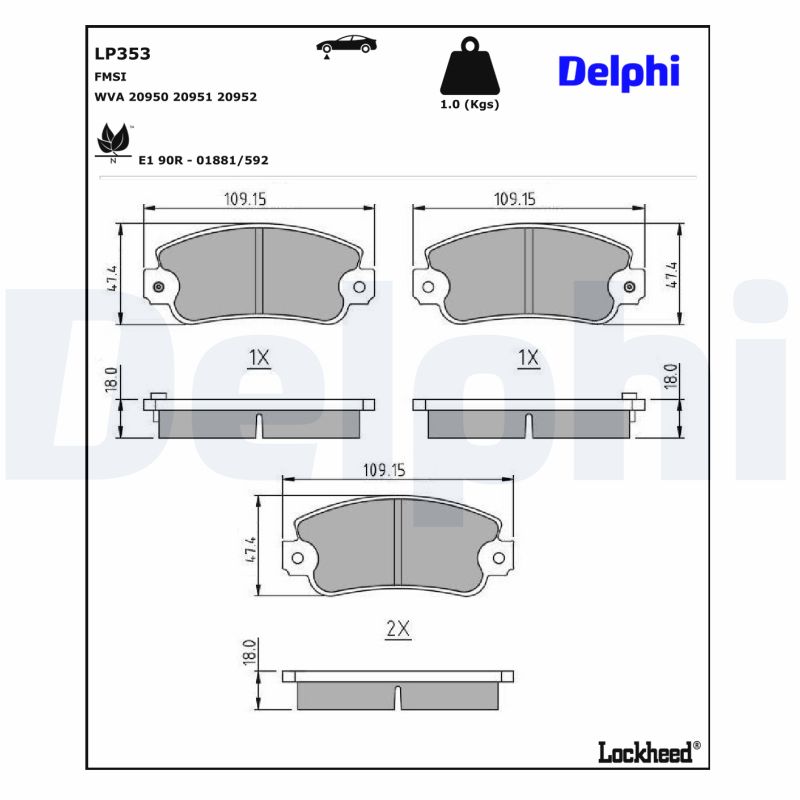 Delphi Diesel Remblokset LP353