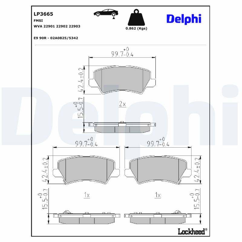 Delphi Diesel Remblokset LP3665