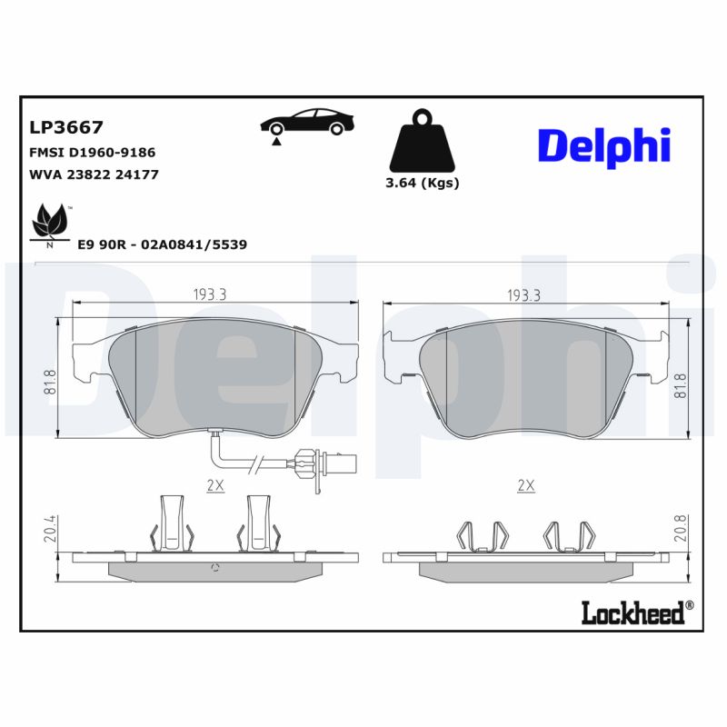 Delphi Diesel Remblokset LP3667