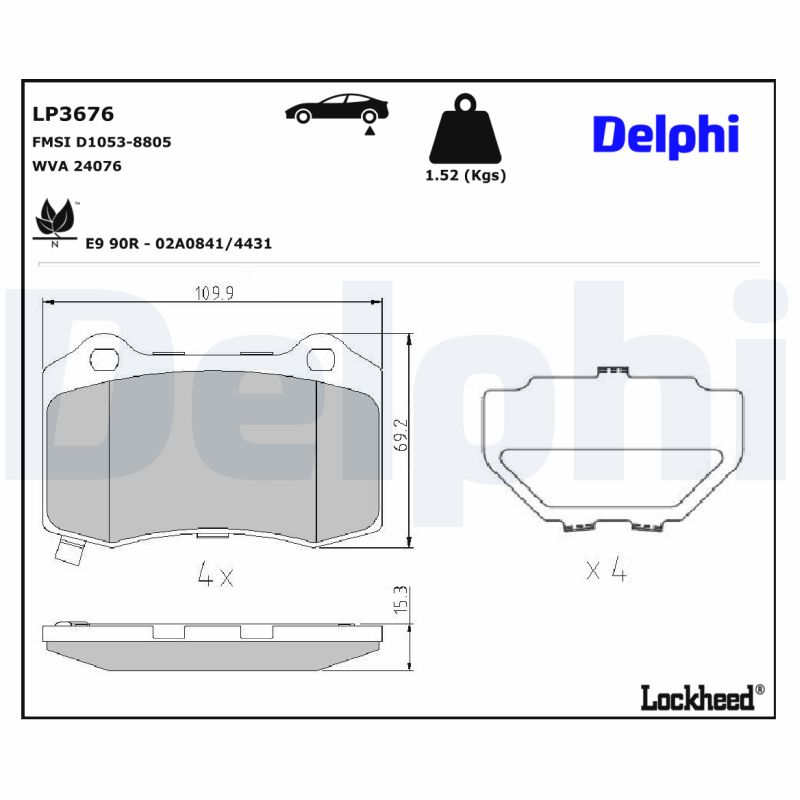 Delphi Diesel Remblokset LP3676