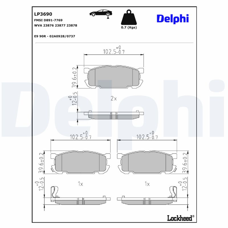 Delphi Diesel Remblokset LP3690