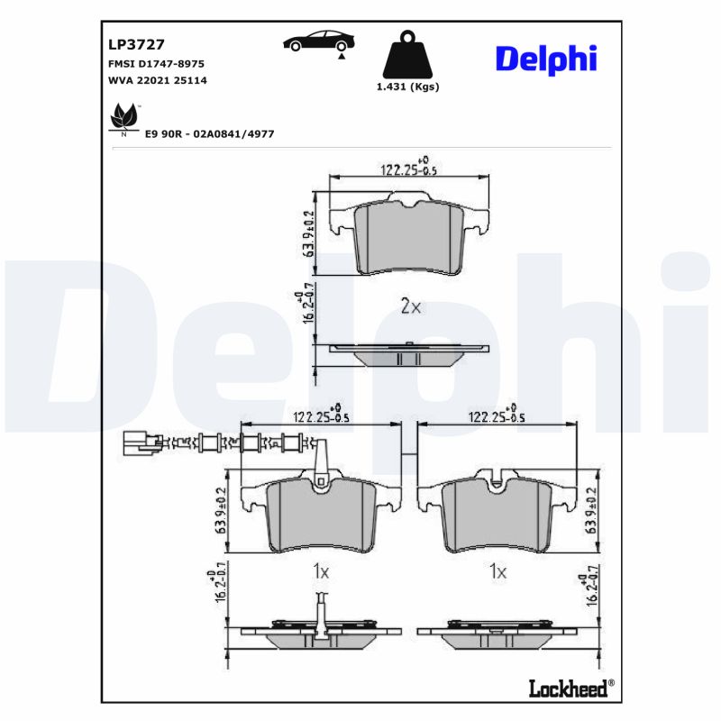 Delphi Diesel Remblokset LP3727