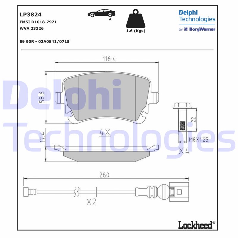 Delphi Diesel Remblokset LP3824