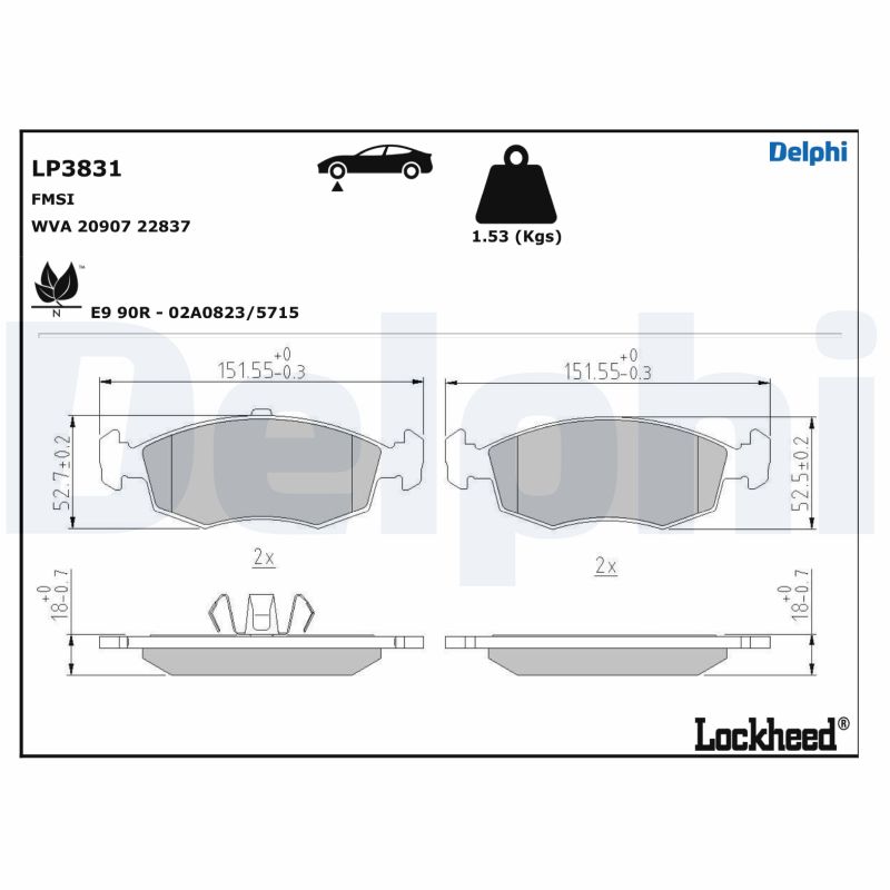 Delphi Diesel Remblokset LP3831