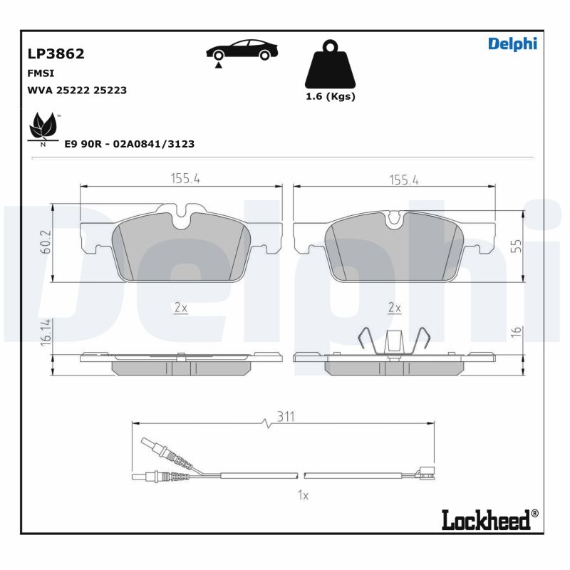 Delphi Diesel Remblokset LP3862