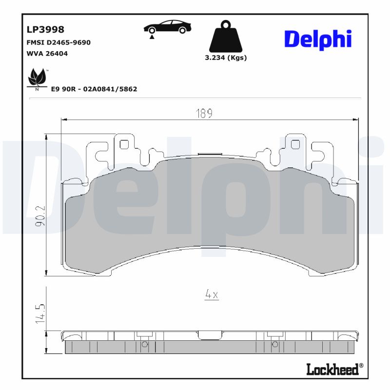 Delphi Diesel Remblokkenset, schijfrem LP3998