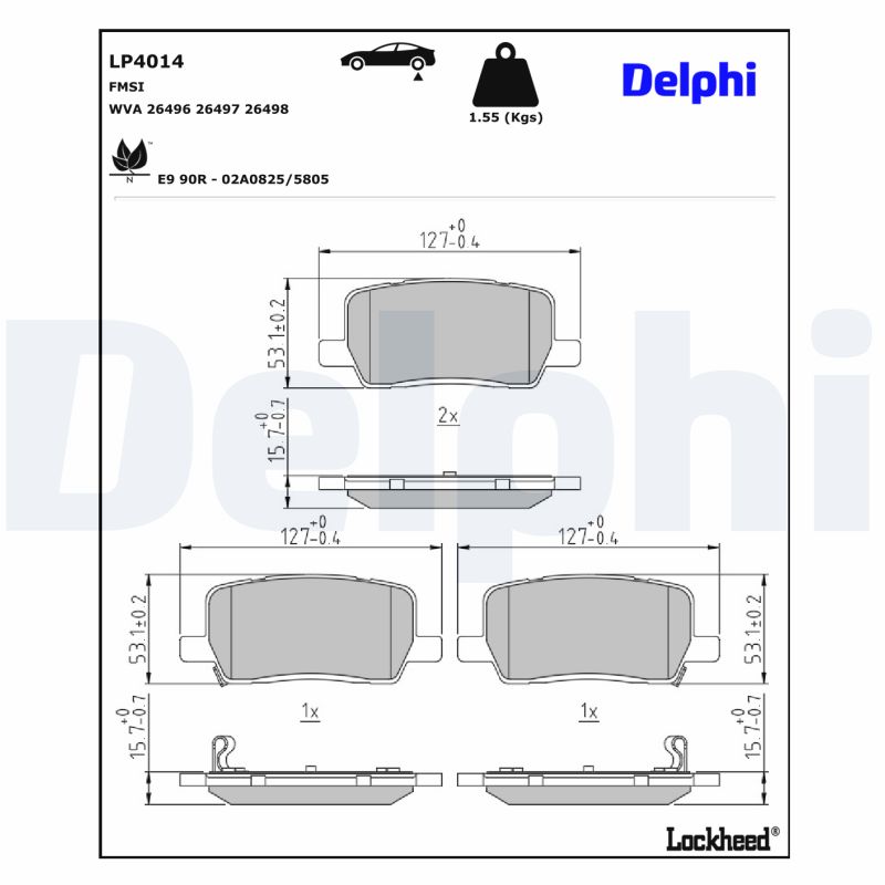Delphi Diesel Remblokkenset, schijfrem LP4014