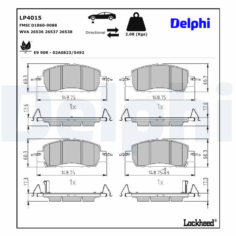 Delphi Diesel Remblokkenset, schijfrem LP4015