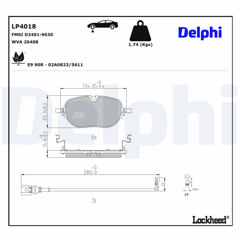 Delphi Diesel Remblokkenset, schijfrem LP4018