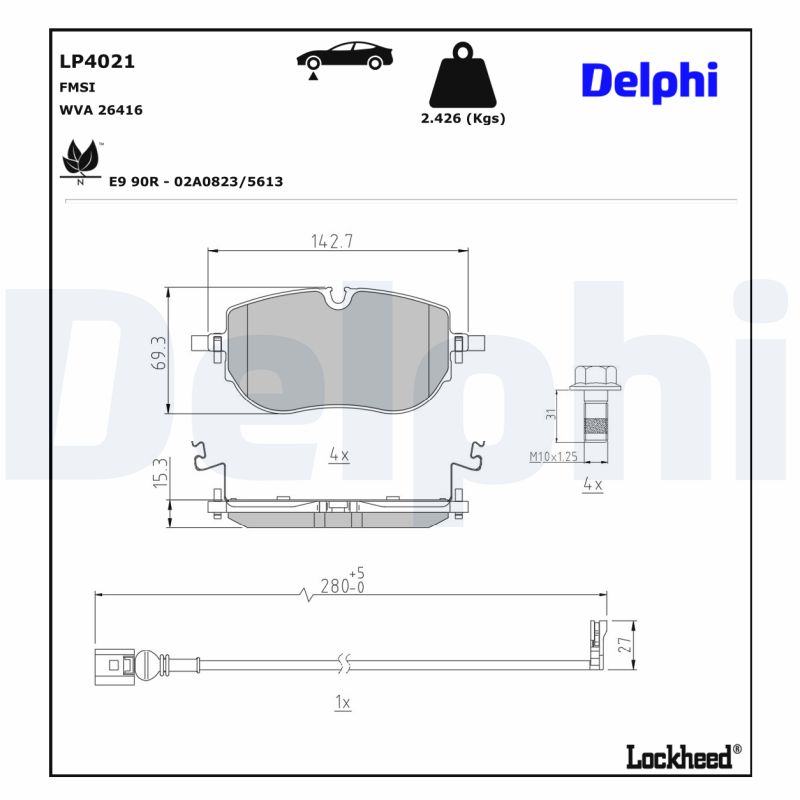Delphi Diesel Remblokkenset, schijfrem LP4021