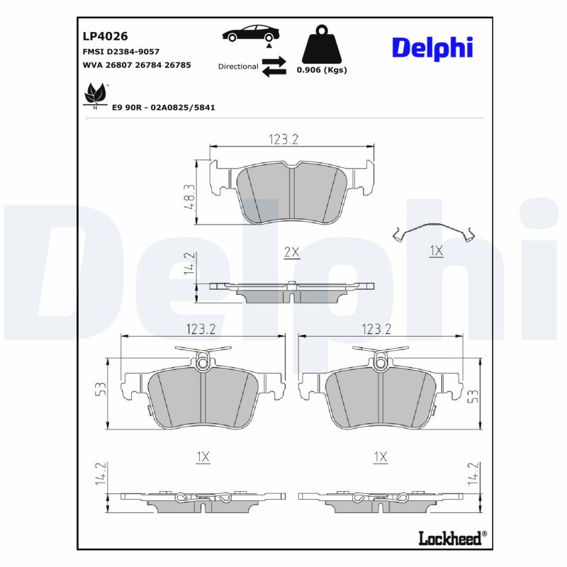 Delphi Diesel Remblokkenset, schijfrem LP4026