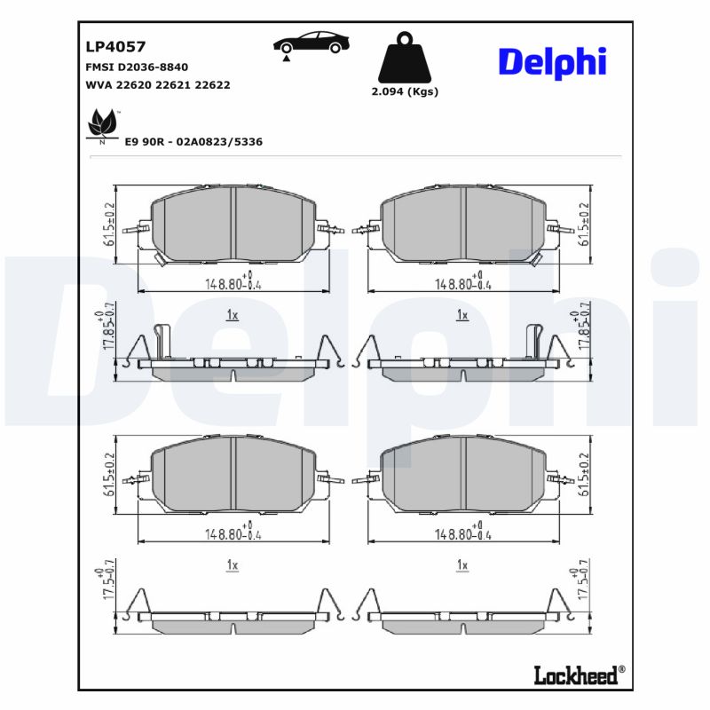 Delphi Diesel Remblokkenset, schijfrem LP4057